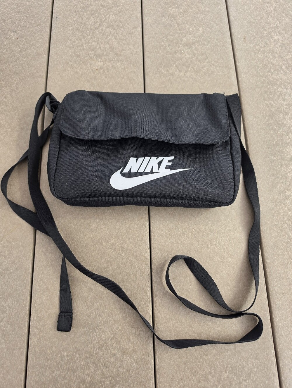 Nike Black Crossbody Shoulder Bag with White Logo